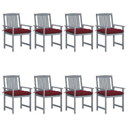 Garden chairs 8 pcs with cushions solid acacia wood grey