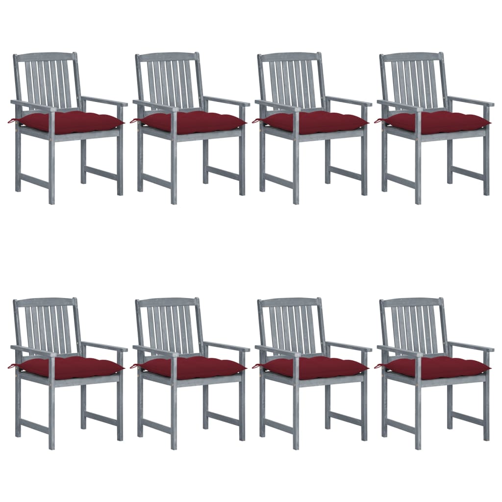 Tuinstoelen 8 St Met Kussens Massief Acaciahout Grijs Wijnrood