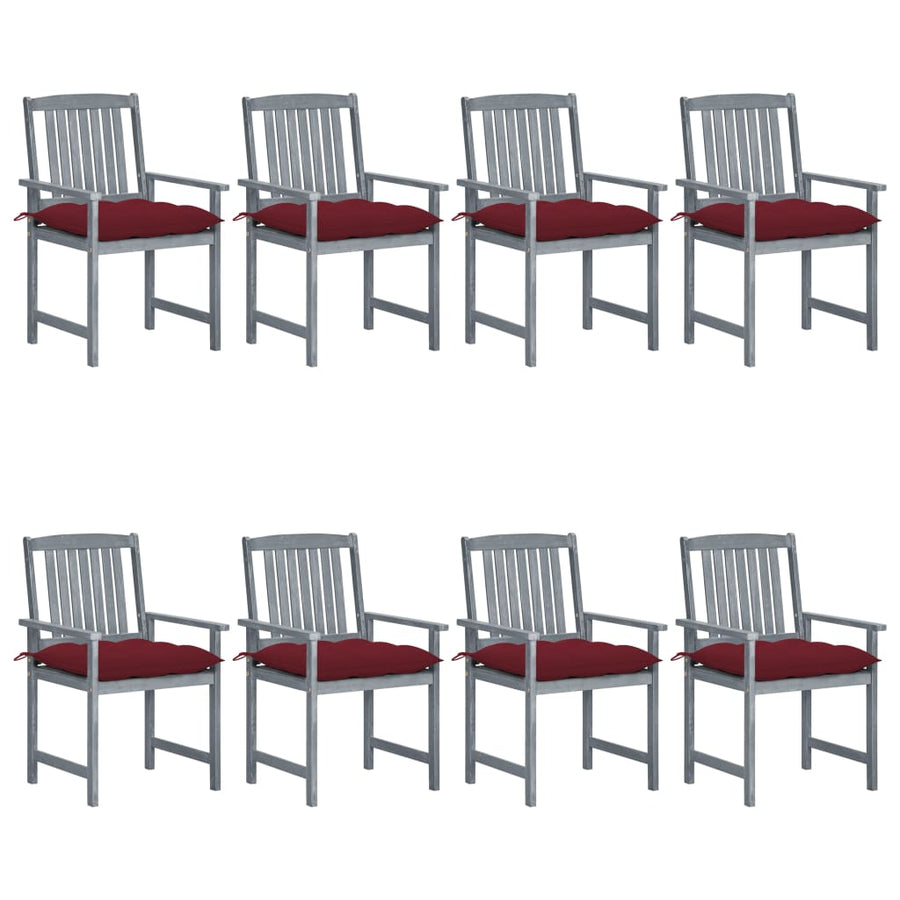 Tuinstoelen 8 St Met Kussens Massief Acaciahout Grijs Wijnrood