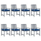 Tuinstoelen 8 st massief acaciahout grijs