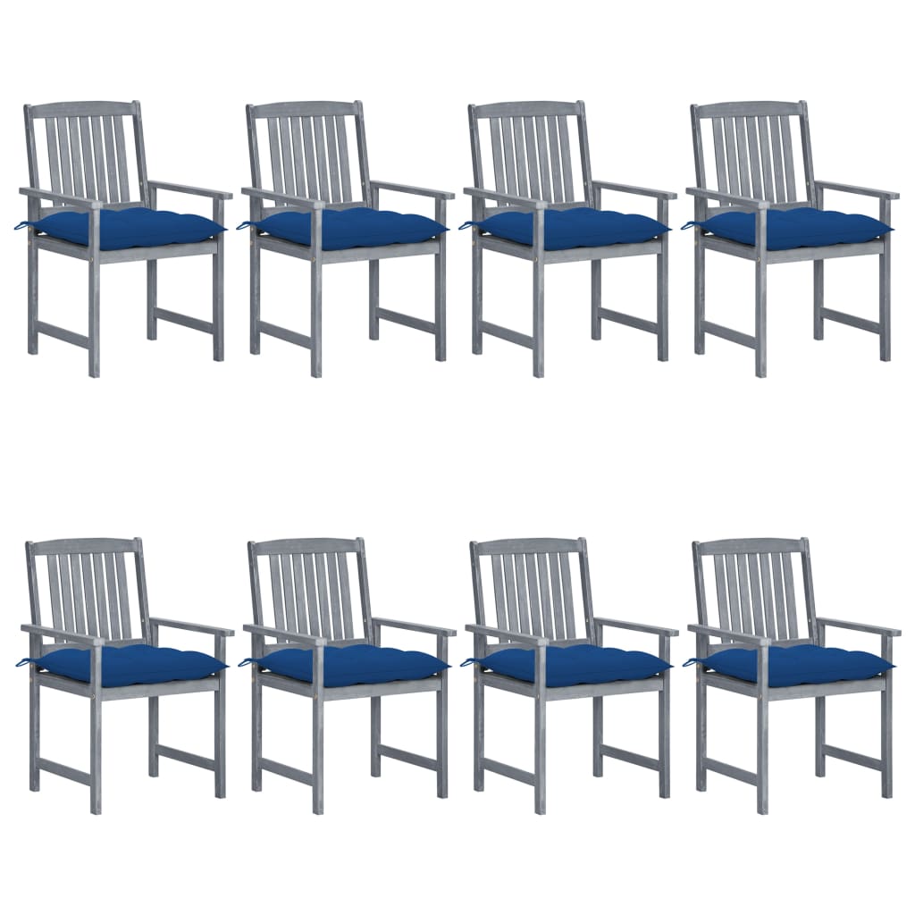 Tuinstoelen 8 St Met Kussens Massief Acaciahout Grijs koningsblauw
