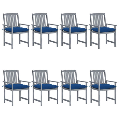 Tuinstoelen 8 St Met Kussens Massief Acaciahout Grijs koningsblauw