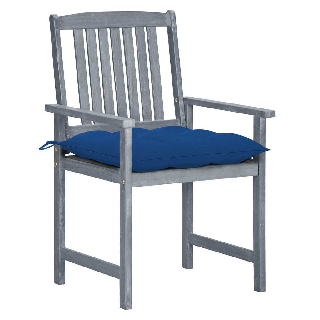 Tuinstoelen 8 St Met Kussens Massief Acaciahout Grijs koningsblauw