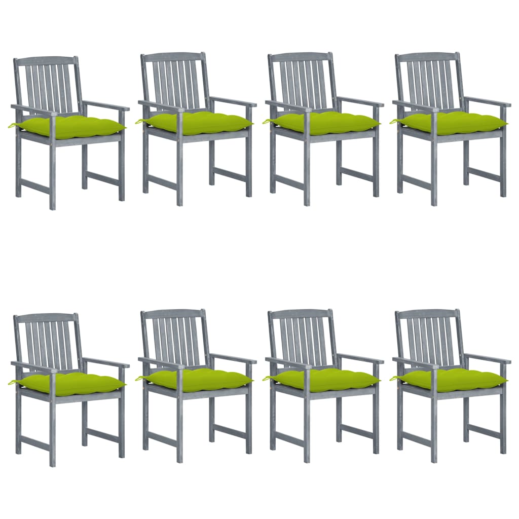 Tuinstoelen 8 St Met Kussens Massief Acaciahout Grijs Heldergroen