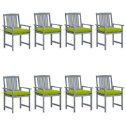 Garden chairs 8 pcs with cushions solid acacia wood grey
