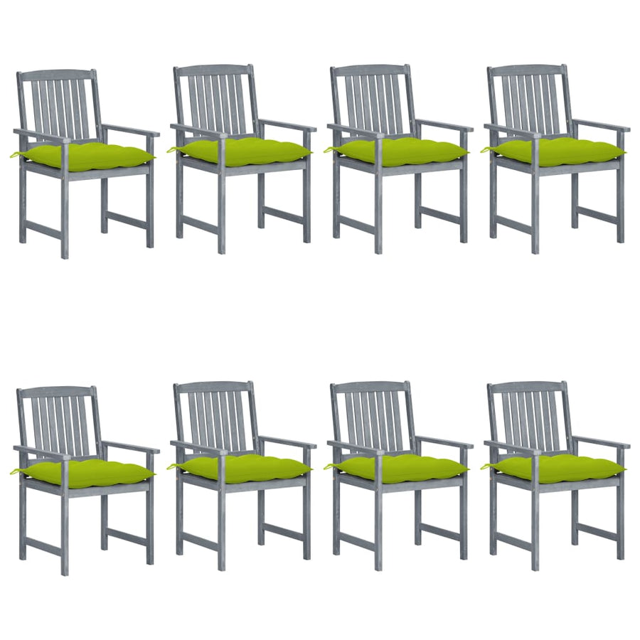 Tuinstoelen 8 St Met Kussens Massief Acaciahout Grijs Heldergroen
