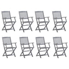 Tuinstoelen 8 st inklapbaar massief acaciahout 54x57x91 cm