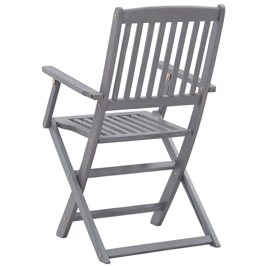 Tuinstoelen Inklapbaar Massief Acaciahout Grijs 8 Met armleuning
