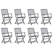 Tuinstoelen 8 st massief acaciahout inklapbaar
