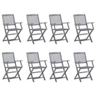 Garden Chairs 8 pcs Foldable with Cushions Solid Acacia Wood