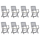 Tuinstoelen 8 st massief acaciahout inklapbaar met kussens