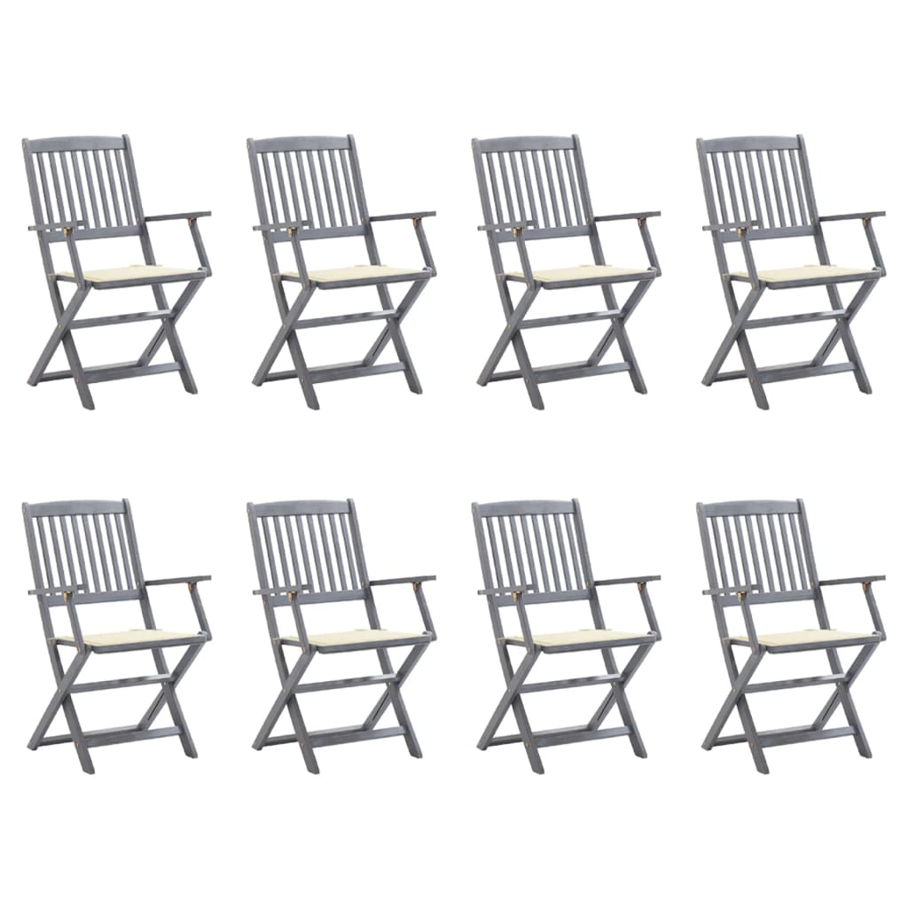 Tuinstoelen 8 St Inklapbaar Met Kussens Massief Acaciahout Crème