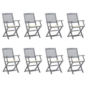 Tuinstoelen 8 st massief acaciahout inklapbaar met kussens