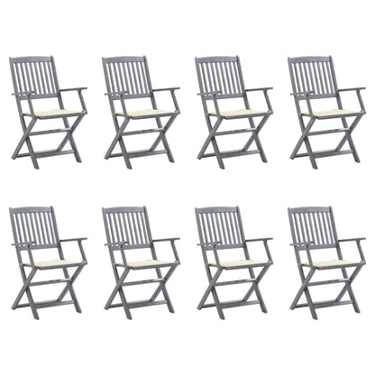 Tuinstoelen 8 St Inklapbaar Met Kussens Massief Acaciahout Crème