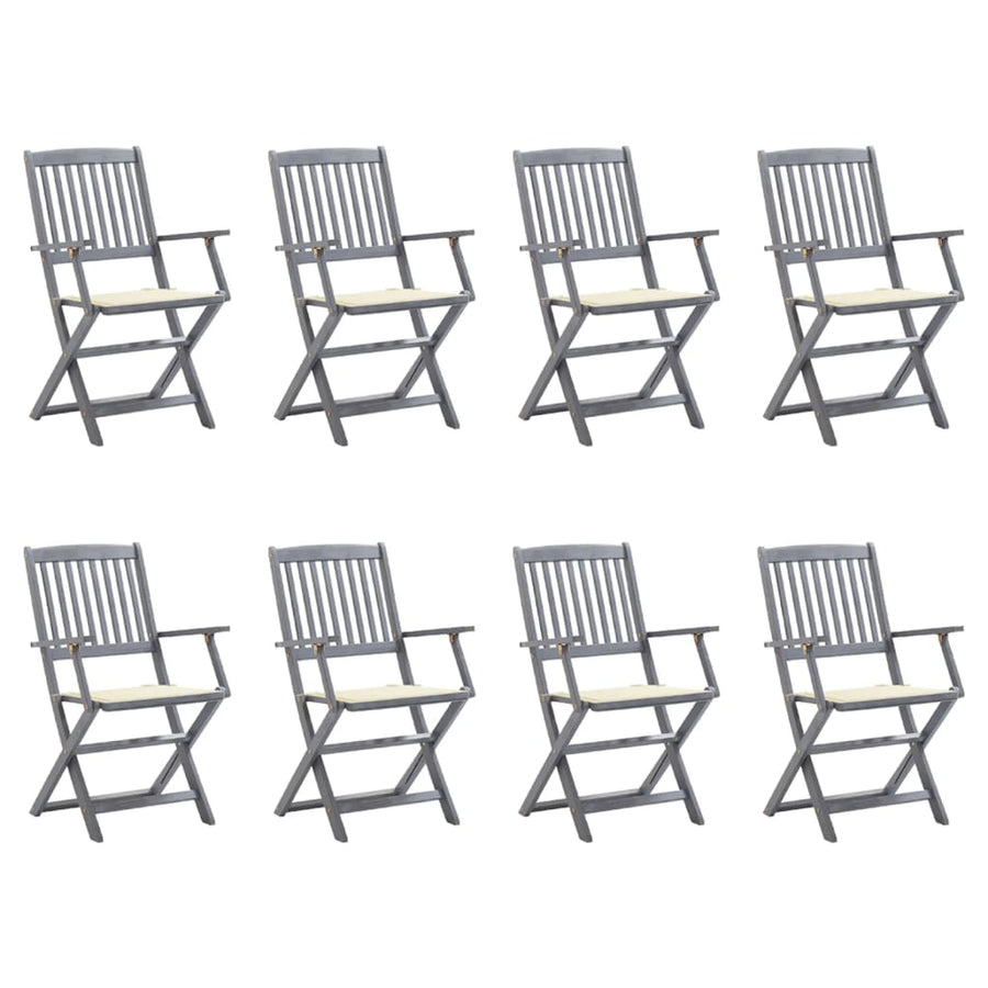 Tuinstoelen 8 St Inklapbaar Met Kussens Massief Acaciahout Crème