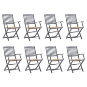 Tuinstoelen inklapbaar massief acaciahout 8 stuks met kussens