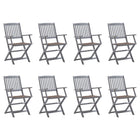 Garden Chairs 8 pcs Foldable with Cushions Solid Acacia Wood