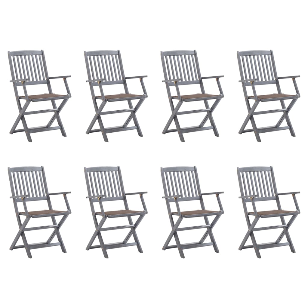 Tuinstoelen 8 St Inklapbaar Met Kussens Massief Acaciahout Taupe