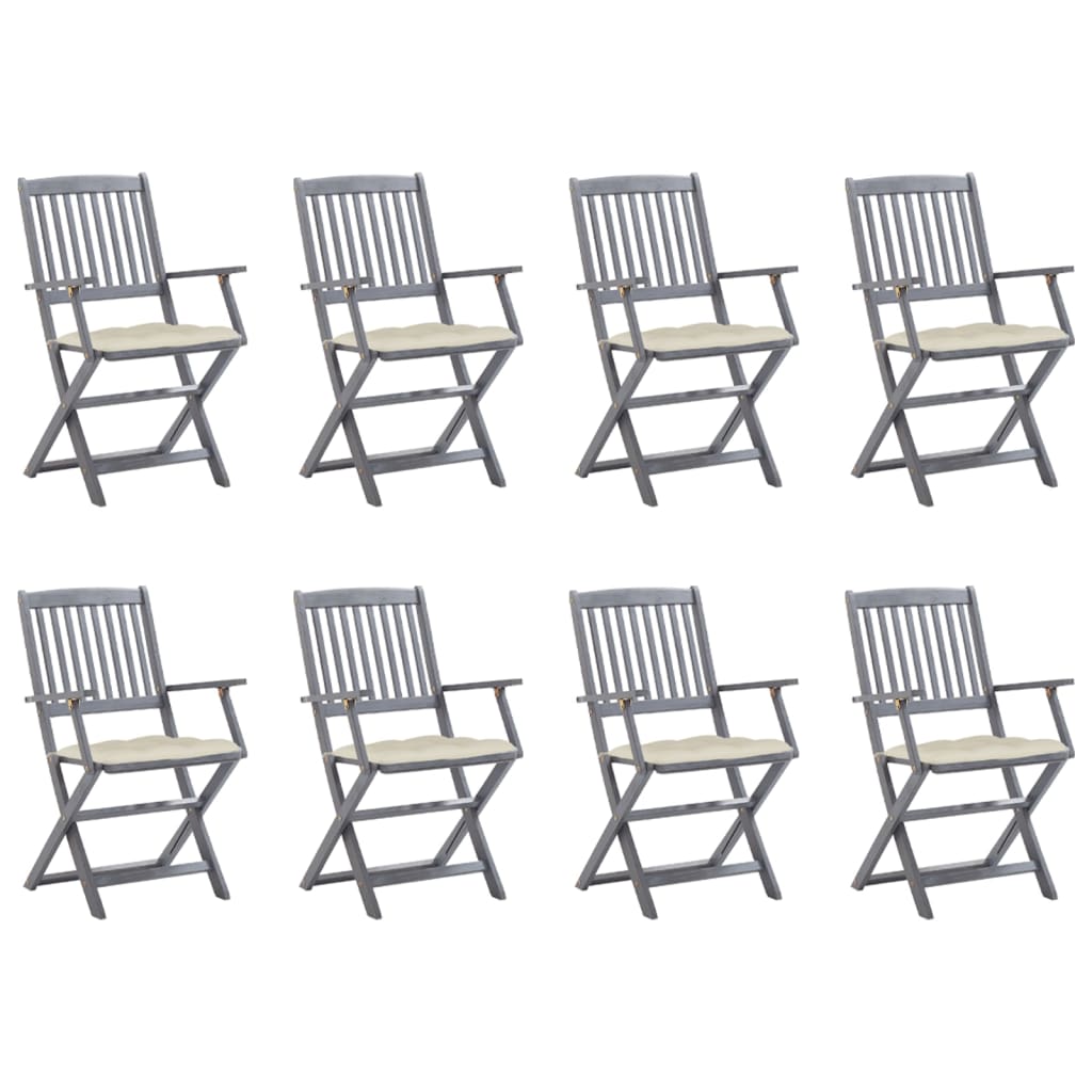 Tuinstoelen Inklapbaar Met Kussens Massief Acaciahout 8 Crème