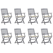 Tuinstoelen 8 st massief acaciahout inklapbaar