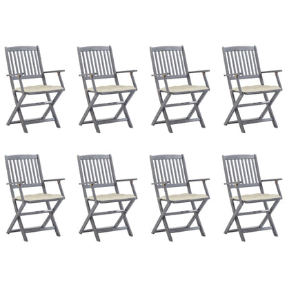 Tuinstoelen Inklapbaar Met Kussens Massief Acaciahout 8 Crème