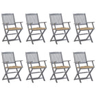 Folding Garden Chairs with Cushions Solid Acacia Wood 8