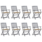 Tuinstoelen massief acaciahout inklapbaar 8 stuks grijs