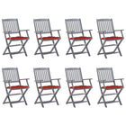 Folding Garden Chairs with Cushions Solid Acacia Wood 8