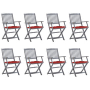 Tuinstoelen 8 stuks inklapbaar massief acaciahout rood