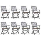 Tuinstoelen 8 st massief acaciahout inklapbaar