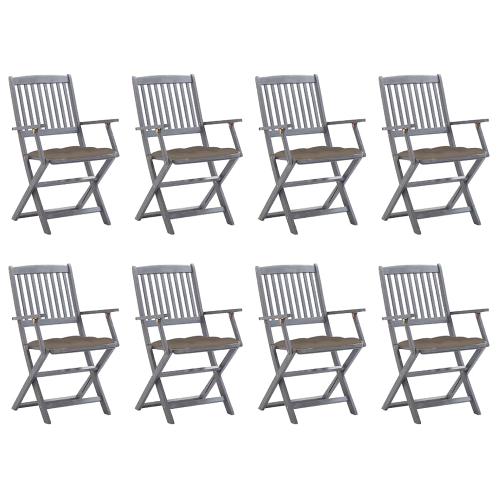 Tuinstoelen Inklapbaar Met Kussens Massief Acaciahout 8 Taupe