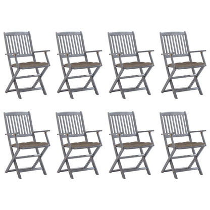 Tuinstoelen Inklapbaar Met Kussens Massief Acaciahout 8 Taupe