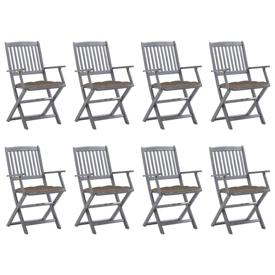 Tuinstoelen Inklapbaar Met Kussens Massief Acaciahout 8 Taupe