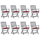 Folding Garden Chairs with Cushions Solid Acacia Wood 8