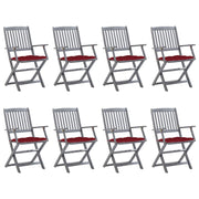 Tuinstoelen 8 stuks inklapbaar massief acaciahout grijs