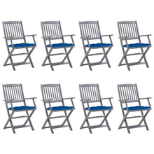 Tuinstoelen 8 st inklapbaar met kussens massief acaciahout
