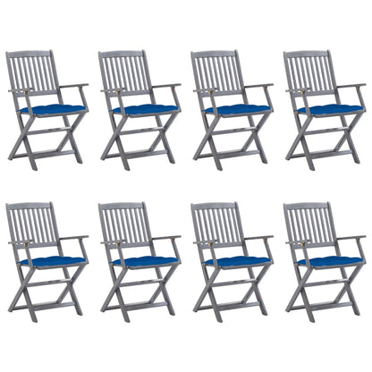 Tuinstoelen 8 st inklapbaar met kussens massief acaciahout