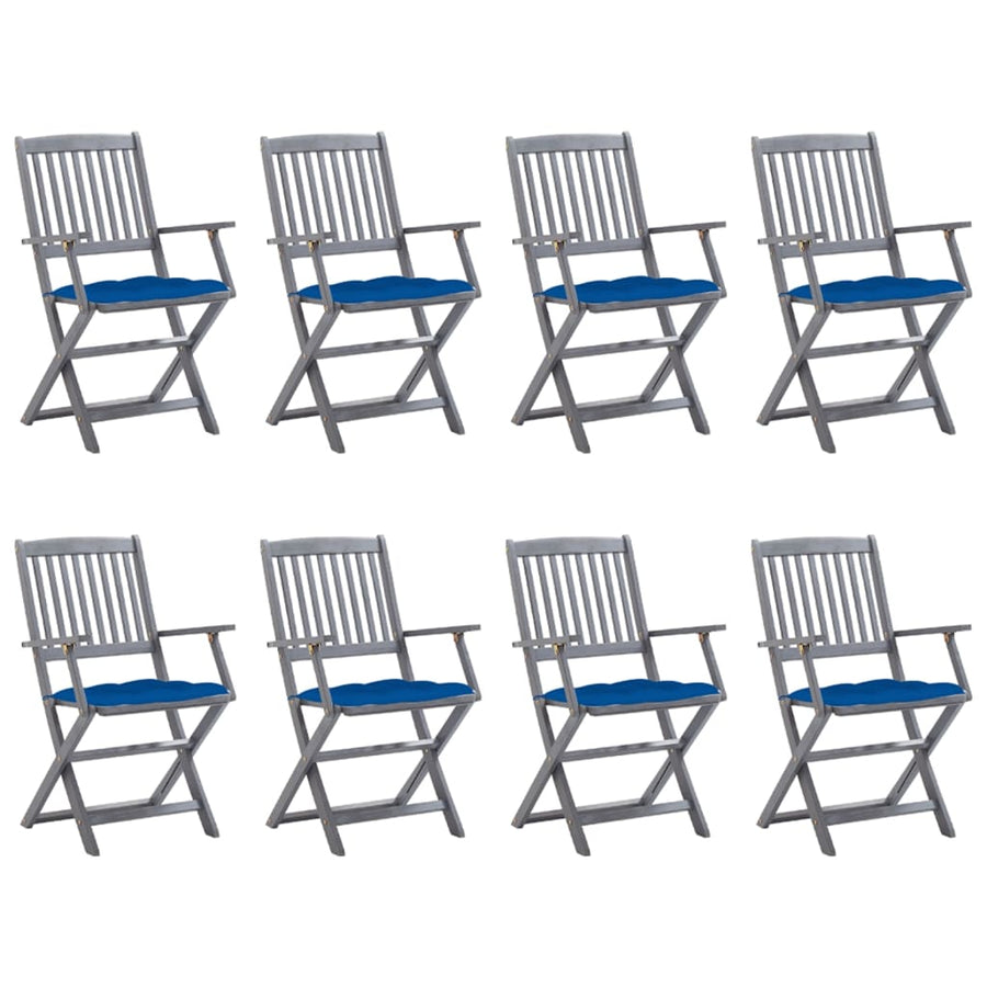 Tuinstoelen 8 st inklapbaar met kussens massief acaciahout