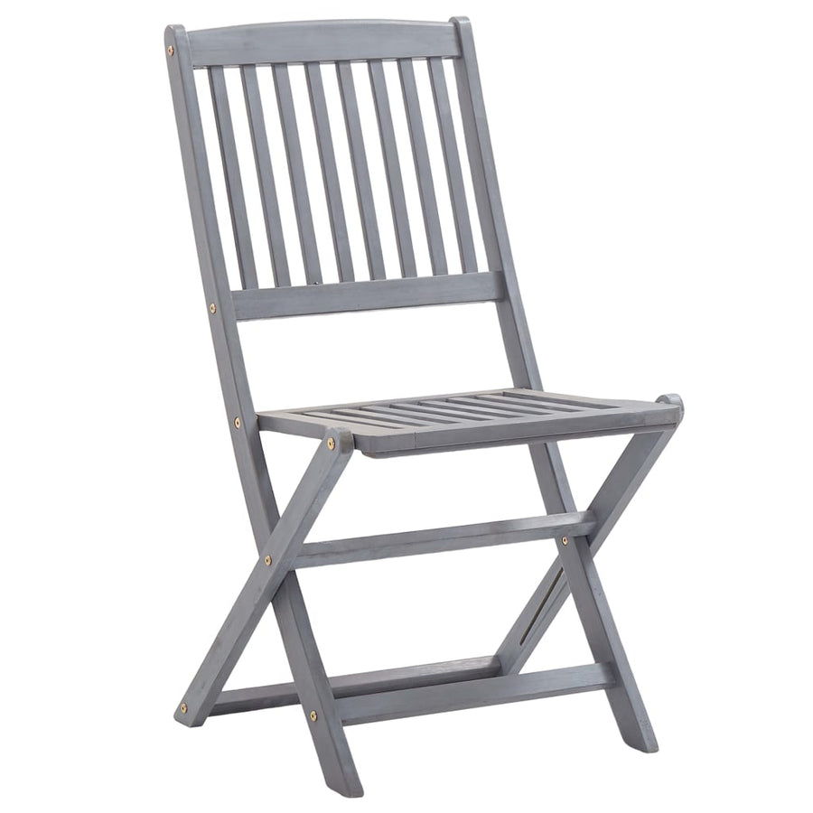 Tuinstoelen Inklapbaar Massief Acaciahout Grijs 8 Zonder armleuning