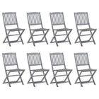 Garden Chairs 8 pcs Foldable with Cushions Solid Acacia Wood