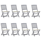 Garden Chairs 8 pcs Foldable with Cushions Solid Acacia Wood