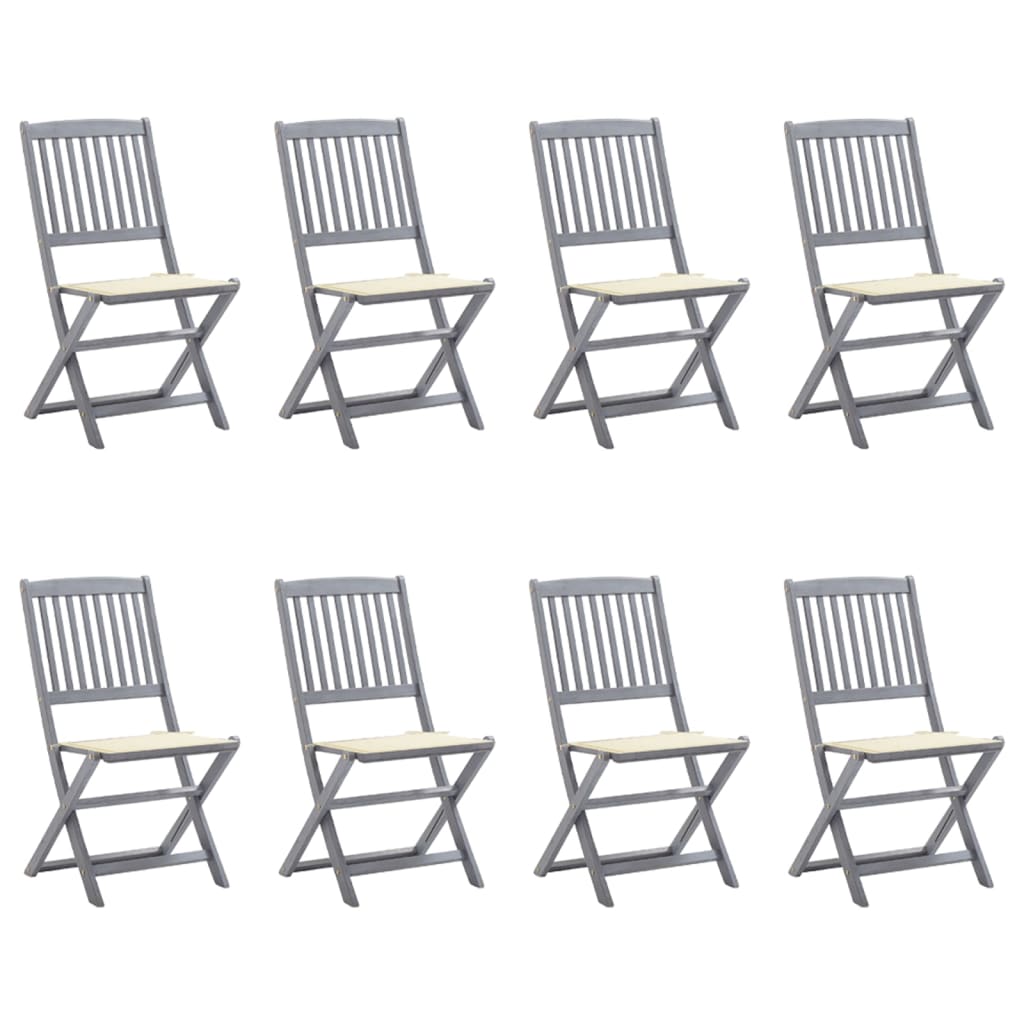 Tuinstoelen 8 St Inklapbaar Met Kussens Massief Acaciahout Crème