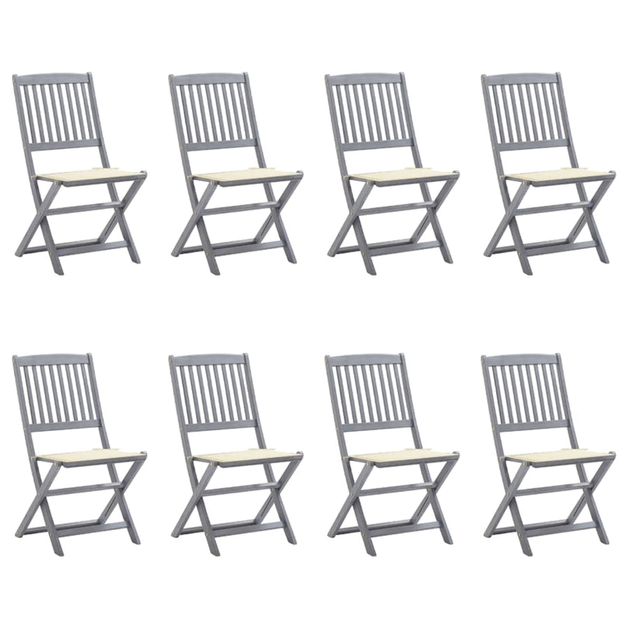 Tuinstoelen 8 St Inklapbaar Met Kussens Massief Acaciahout Crème