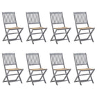 Folding Garden Chairs with Cushions Solid Acacia Wood 8