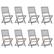 Tuinstoelen 8 stuks inklapbaar massief acaciahout met kussens