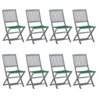 Tuinstoelen 8 stuks inklapbaar massief acaciahout met kussens