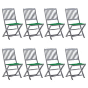 Tuinstoelen 8 stuks inklapbaar massief acaciahout met kussens