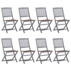 Tuinstoelen 8 st massief acaciahout inklapbaar taupe