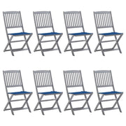 Tuinstoelen inklapbaar massief acaciahout grijs 8 stuks