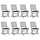 Garden Chairs 8 pcs Foldable with Cushions Solid Acacia Wood